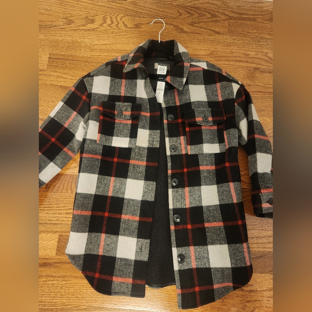 NWT, Boy's, GAP, heavyweight, flannel, oversized jacket, M